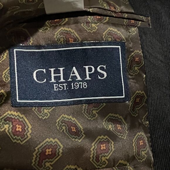 Chaps Black Corduroy Blazer Jacket 42R Paisley Lining Vintage Style - Picture 3 of 7